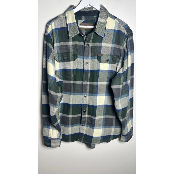 Orvis Heavyweight Flannel Shirt Shacket Pockets Green & Blue Plaid Size XL - Picture 1 of 12